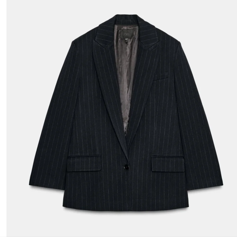 ZARA PINSTRIPE OVERSIZED BLAZER WITH POCKETS SIZE M - Picture 7 of 14